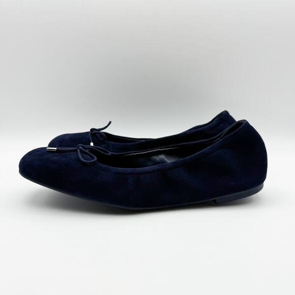 Stuart Weitzman Womens Bardot Bow Ballerina Flats US 9 Navy Blue Suede NIB - Picture 10 of 14